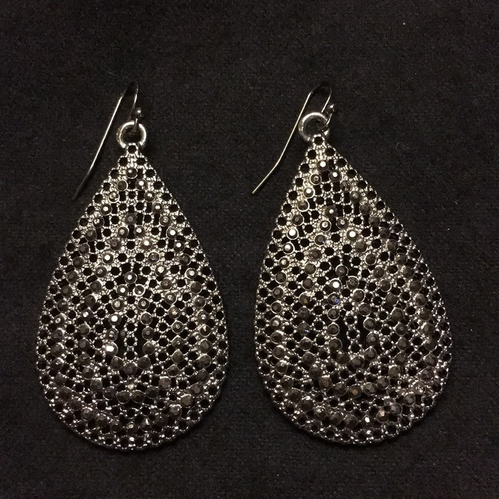 Marcasite Teardrop Drop Earrings